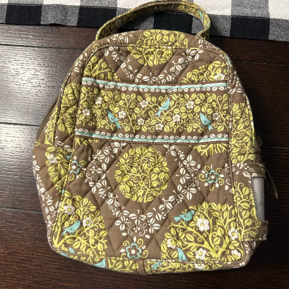 Vera Bradley Cotton Lunch Bag (green&brown)
